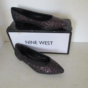 NIB Nine West Glitter eggplant Purple wedding Shoes Black Purple Ombre Women 8.5